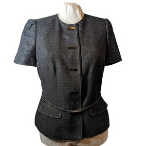 Sophisticated short sleeve w/ peplum sz10 Ann Klein cotton/linen jacket
